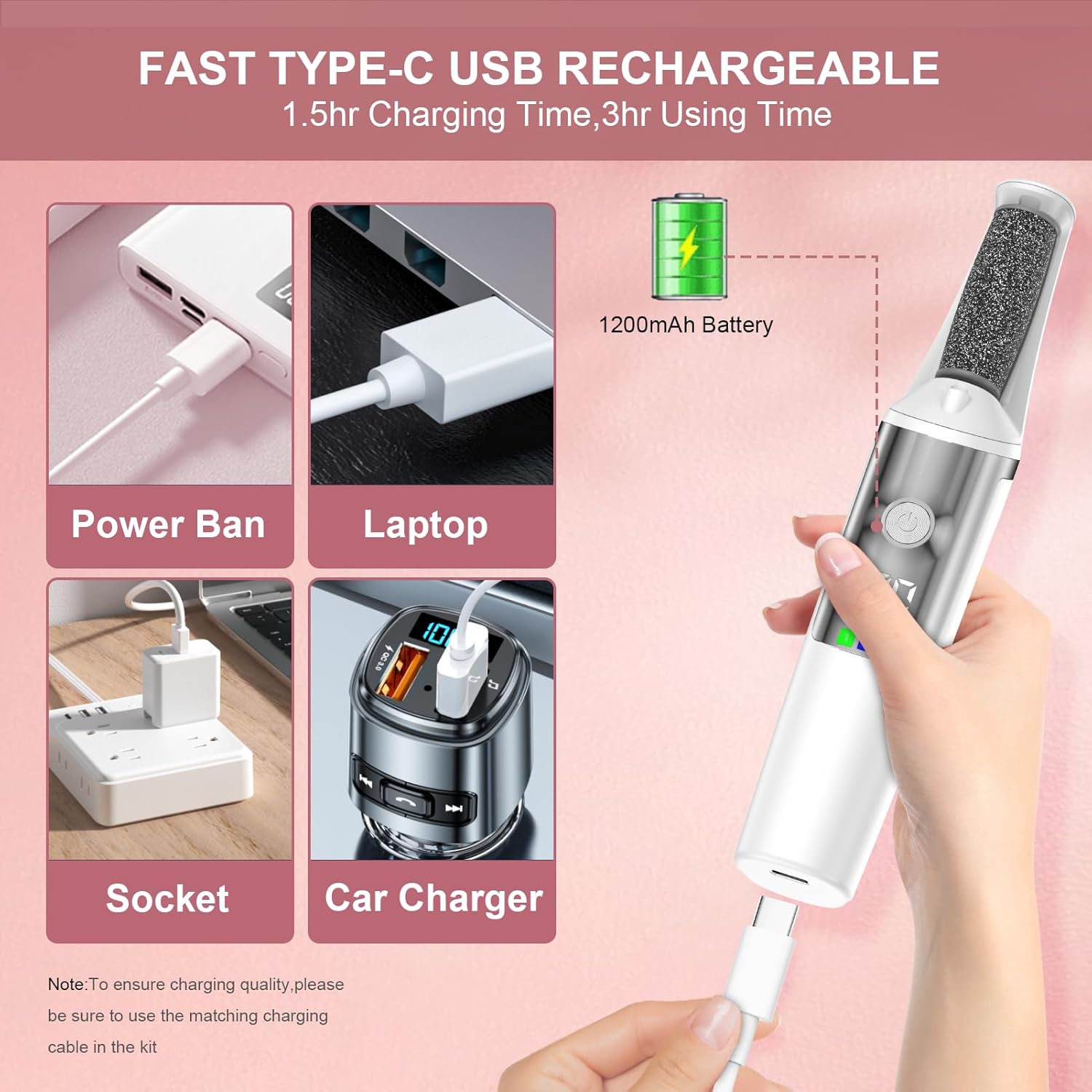 Electric Foot Grinder, Automatic Foot Rubbing, Calluses Removal, And Foot Repair ToolWhite